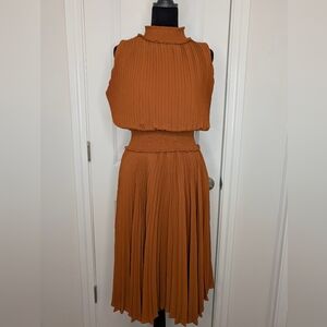 Nanette Lepore Rust Pleated Skirt